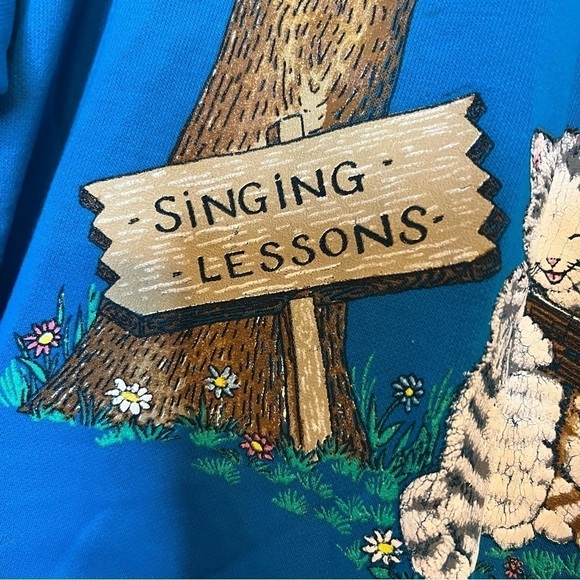 Vintage Cat and Bird Singing Lessons Graphic Crew Neck XL/XXL - Picture 5 of 8
